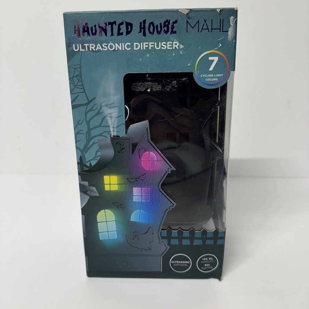Mahli Haunted House Ultrasonic Diffuser 130 mL USB, Black, Color Changing